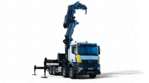 Автомобіль з краном-маніпулятором HIAB X-HiPro 1058 на шасі Mercedes-Benz Arocs 8x4 з бортом